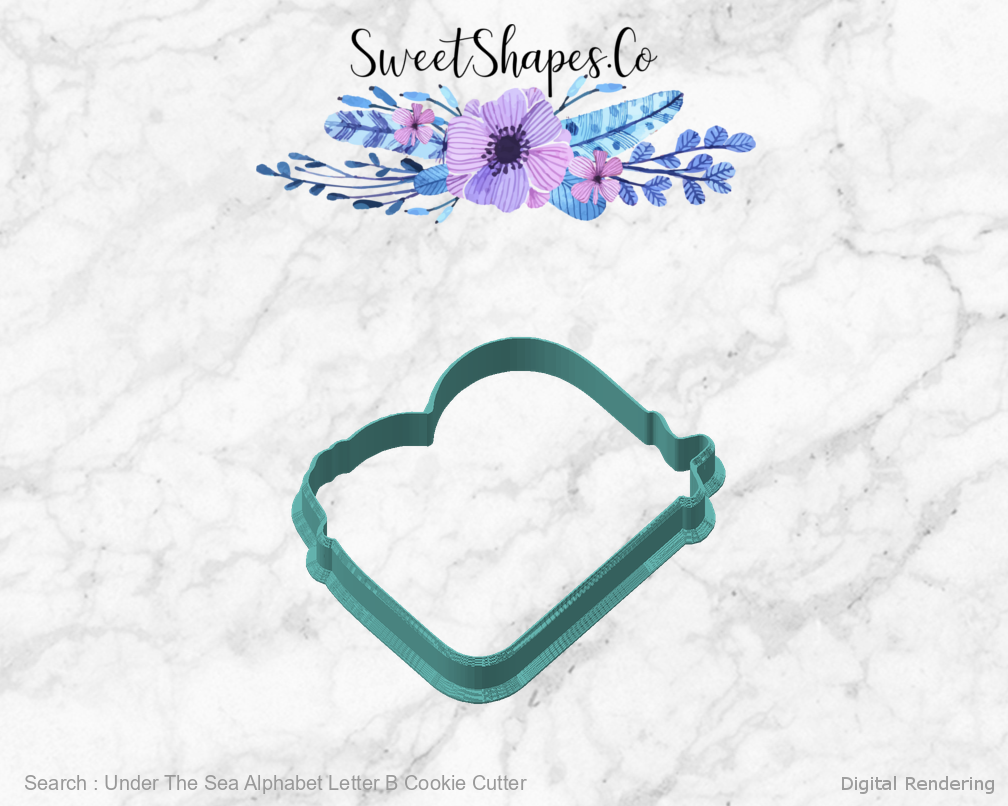 Under The Sea Alphabet Letter B Cookie Cutter — angled front view