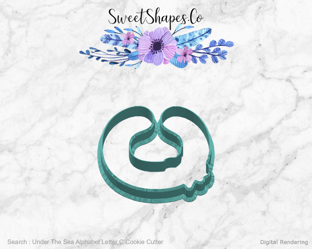 Under The Sea Alphabet Letter C Cookie Cutter — right view