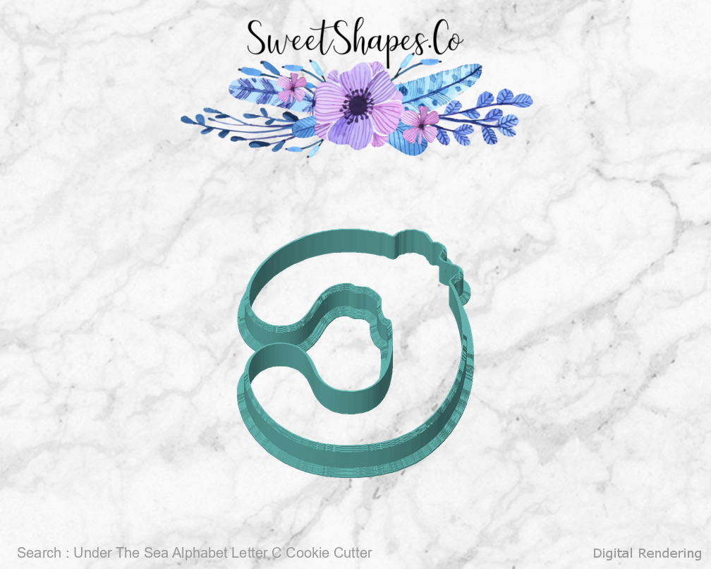 Under The Sea Alphabet Letter C Cookie Cutter — front view