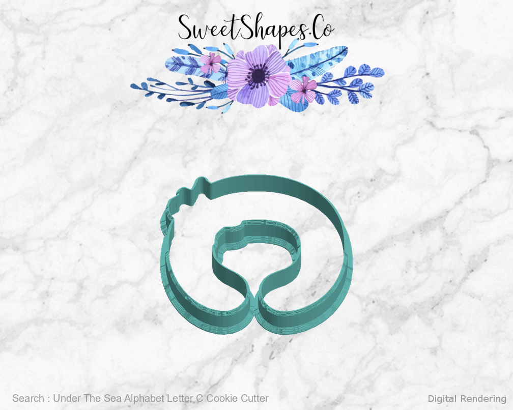 Under The Sea Alphabet Letter C Cookie Cutter — left view