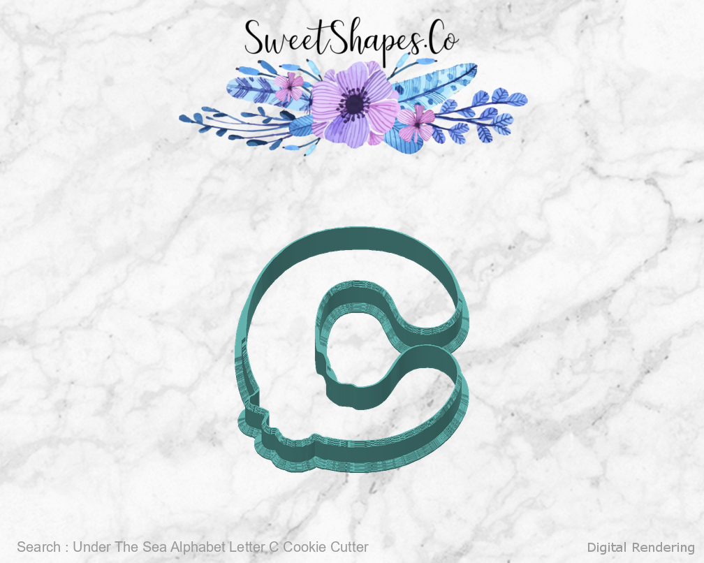 Under The Sea Alphabet Letter C Cookie Cutter — back view