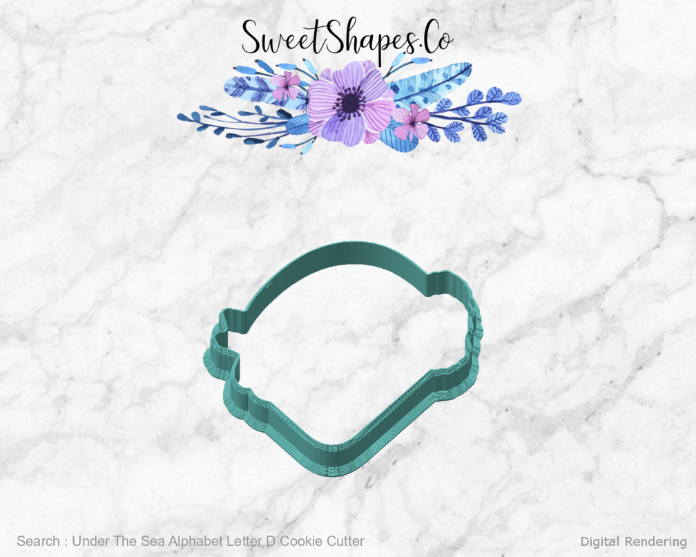 Under The Sea Alphabet Letter D Cookie Cutter — angled front view