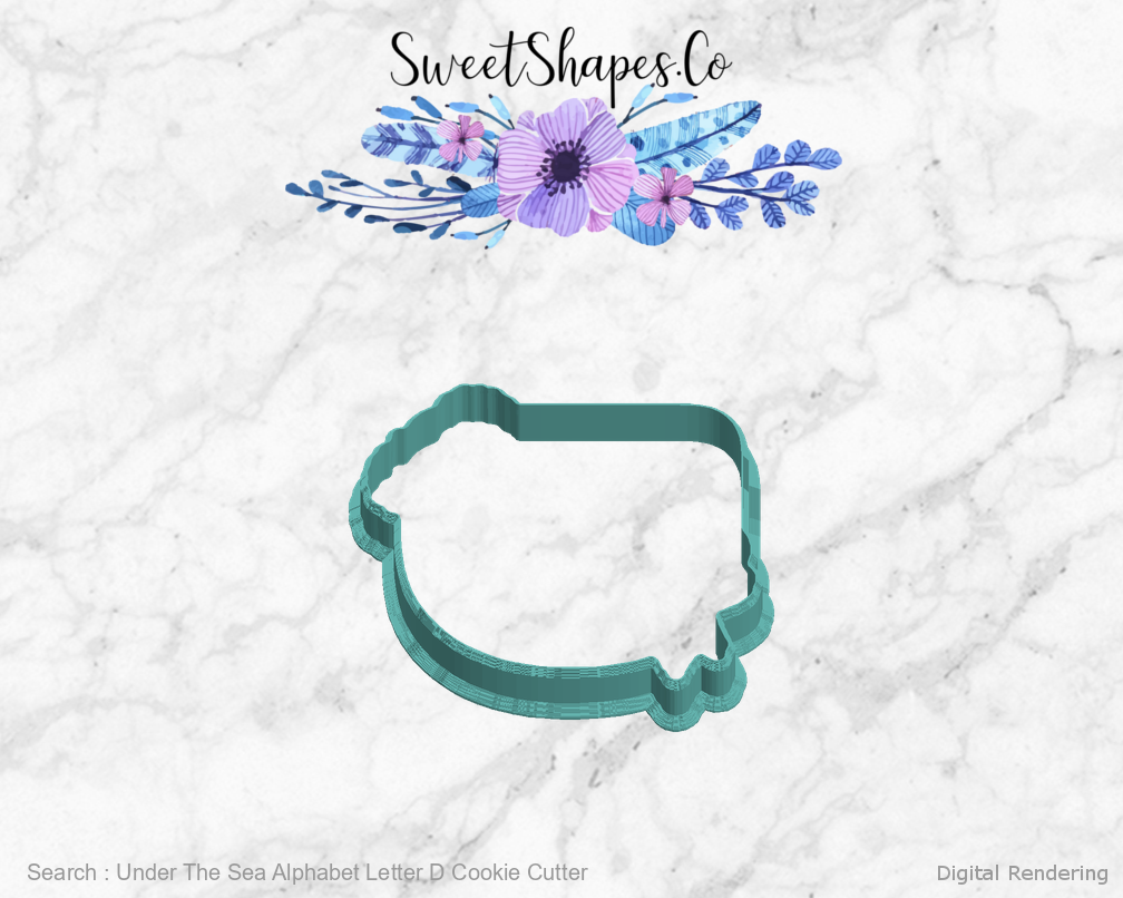 Under The Sea Alphabet Letter D Cookie Cutter — left view