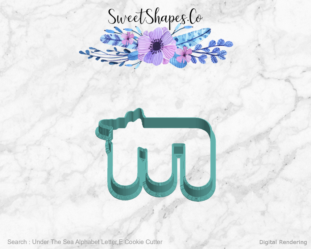 Under The Sea Alphabet Letter E Cookie Cutter — left view