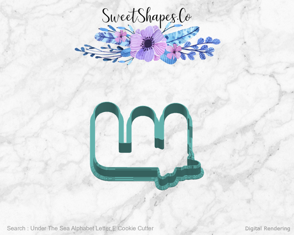 Under The Sea Alphabet Letter E Cookie Cutter — right view