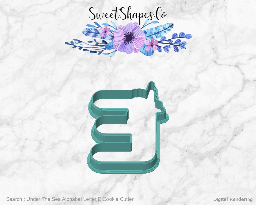 Under The Sea Alphabet Letter E Cookie Cutter — front view