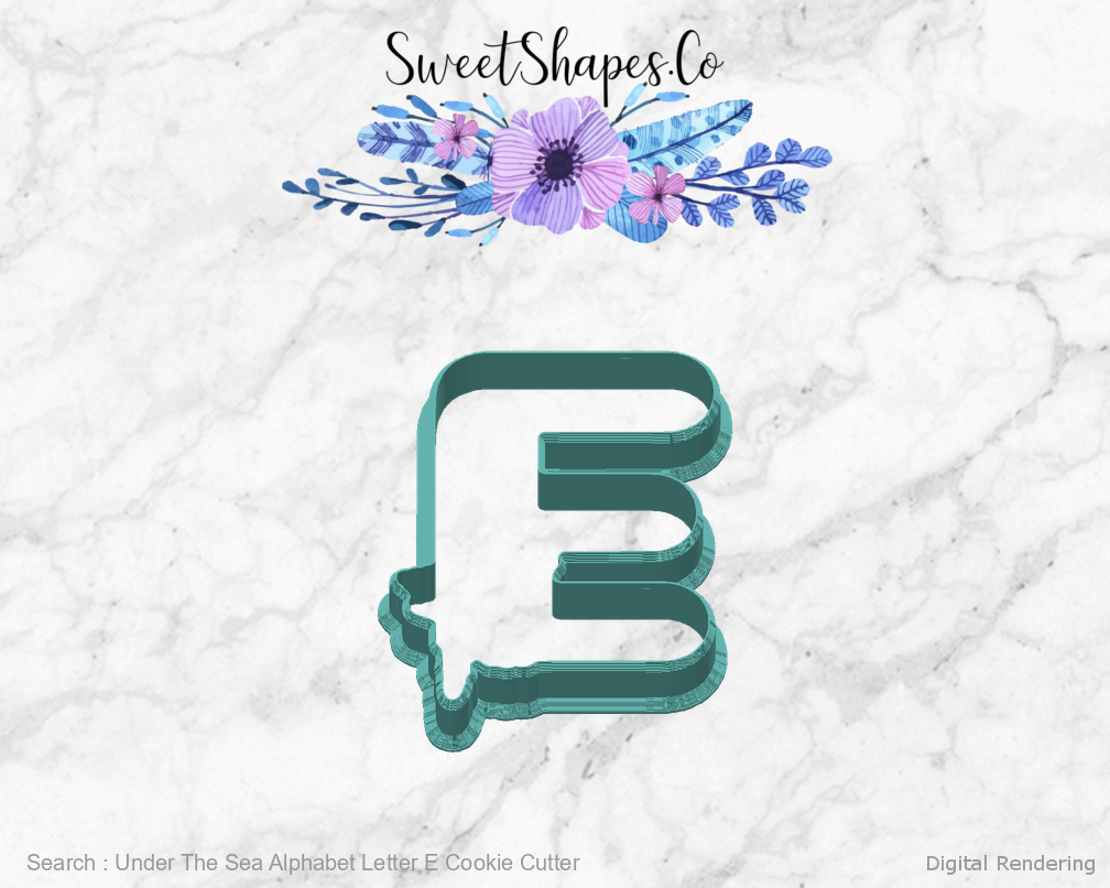 Under The Sea Alphabet Letter E Cookie Cutter — back view