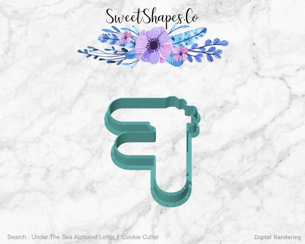Under The Sea Alphabet Letter F Cookie Cutter — front view