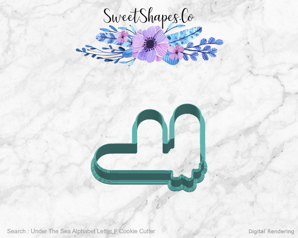 Under The Sea Alphabet Letter F Cookie Cutter — right view