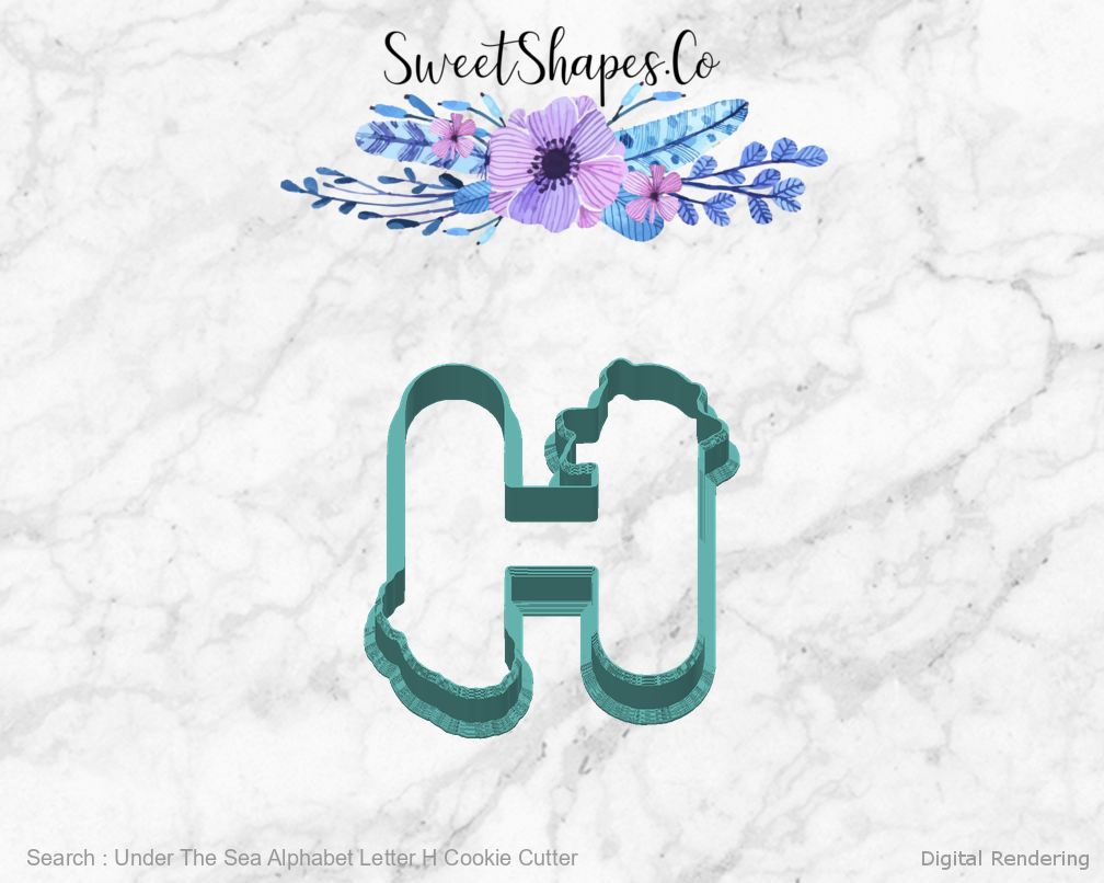 Under The Sea Alphabet Letter H Cookie Cutter — back view