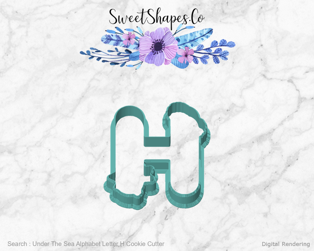 Under The Sea Alphabet Letter H Cookie Cutter — front view