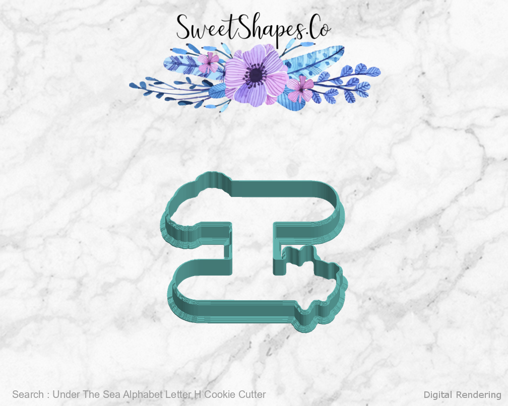 Under The Sea Alphabet Letter H Cookie Cutter — left view