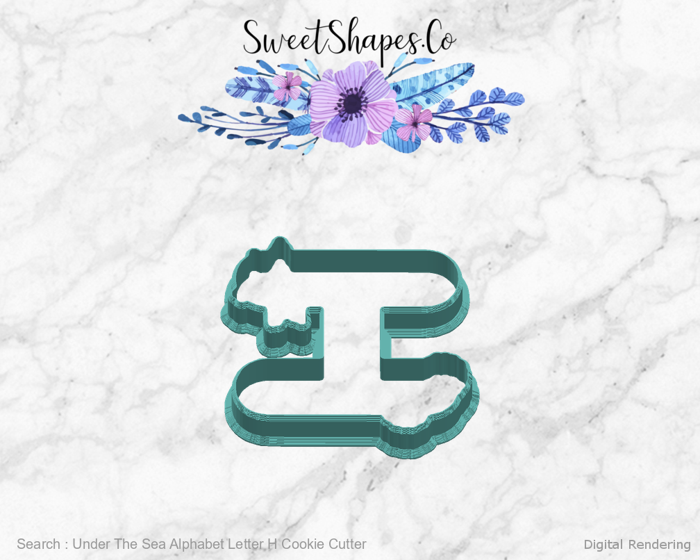 Under The Sea Alphabet Letter H Cookie Cutter — right view