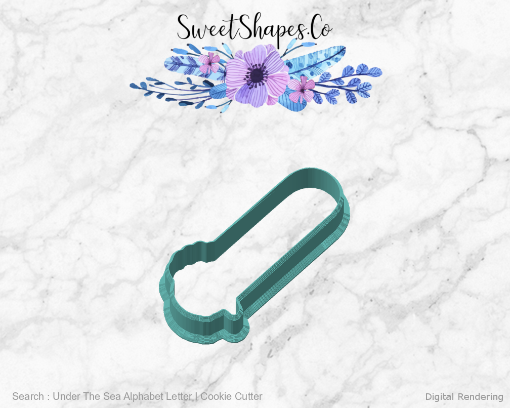 Under The Sea Alphabet Letter I Cookie Cutter — angled front view