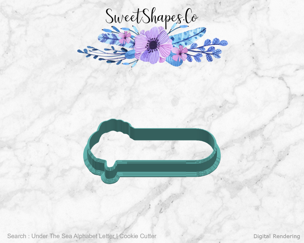 Under The Sea Alphabet Letter I Cookie Cutter — right view