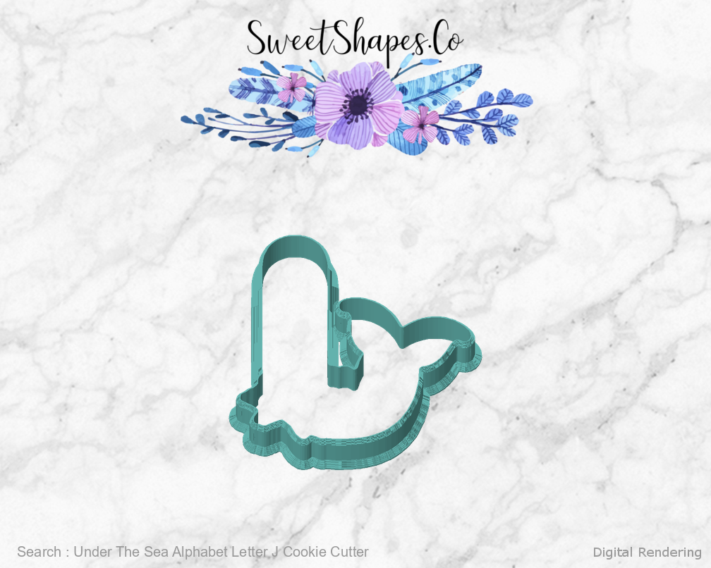 Under The Sea Alphabet Letter J Cookie Cutter — front view