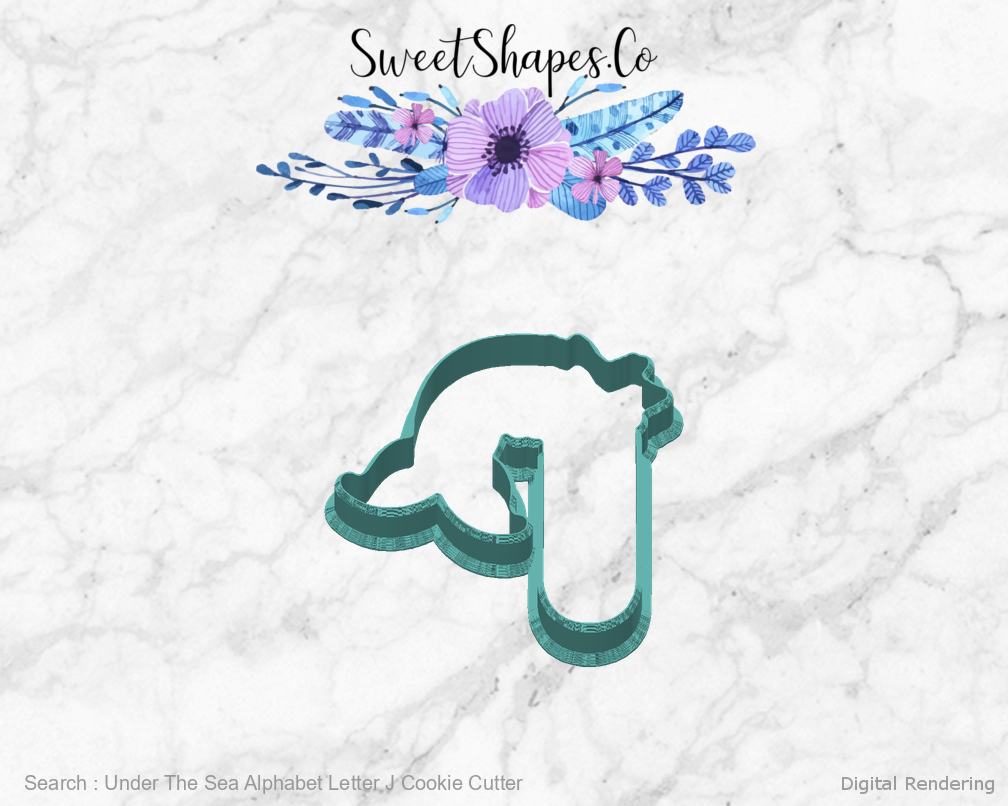 Under The Sea Alphabet Letter J Cookie Cutter — back view