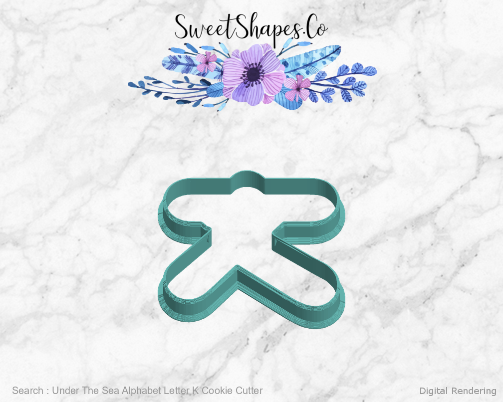 Under The Sea Alphabet Letter K Cookie Cutter — left view