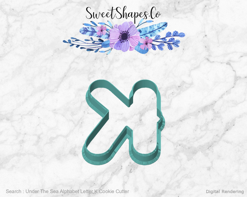 Under The Sea Alphabet Letter K Cookie Cutter — front view