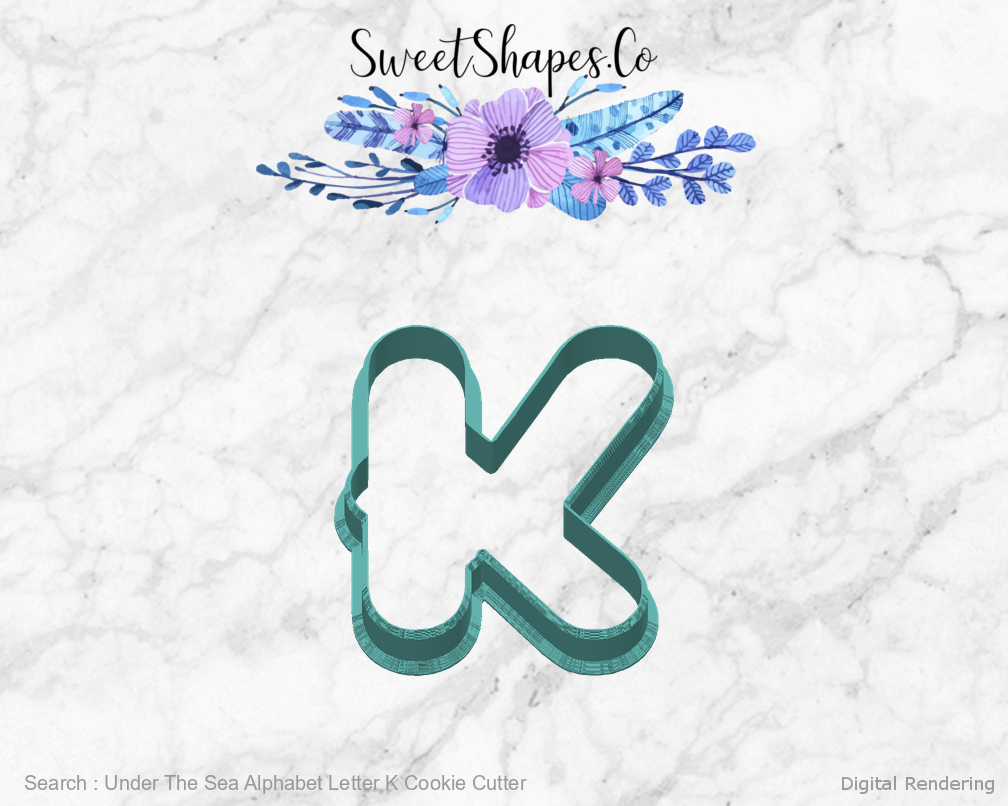 Under The Sea Alphabet Letter K Cookie Cutter — back view