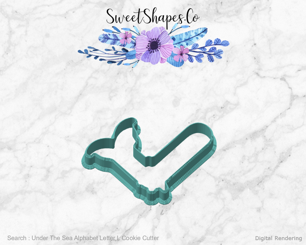 Under The Sea Alphabet Letter L Cookie Cutter — angled front view