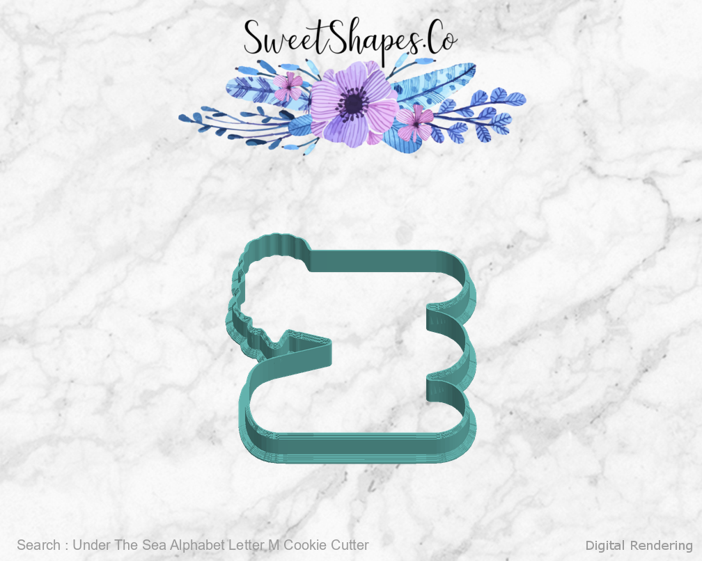 Under The Sea Alphabet Letter M Cookie Cutter — left view