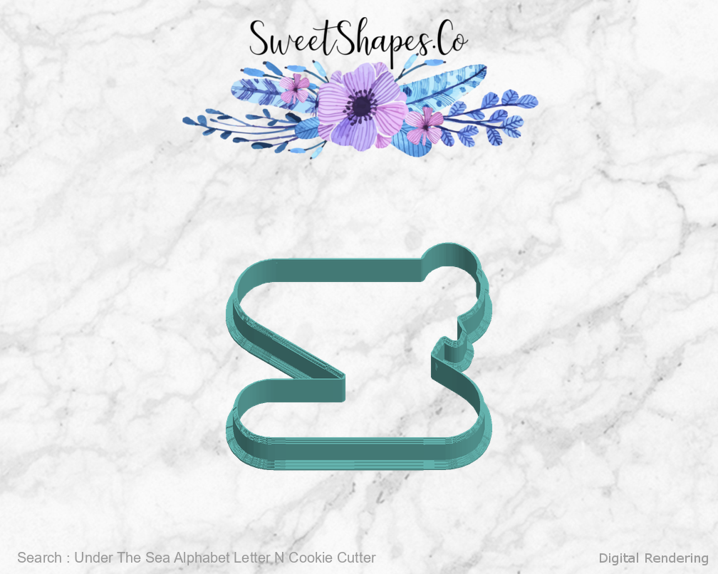 Under The Sea Alphabet Letter N Cookie Cutter — left view