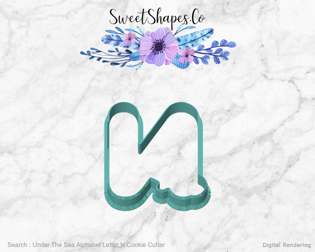 Under The Sea Alphabet Letter N Cookie Cutter — front view
