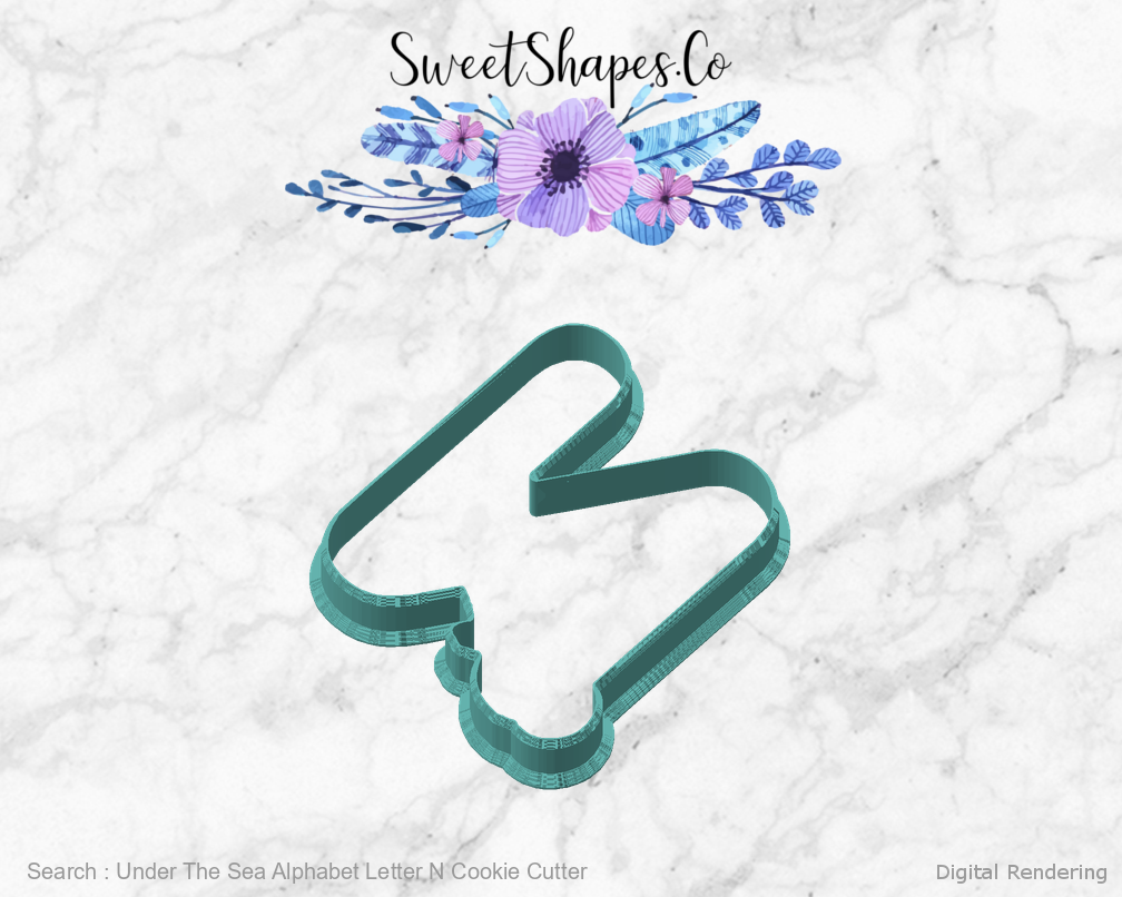 Under The Sea Alphabet Letter N Cookie Cutter — angled front view