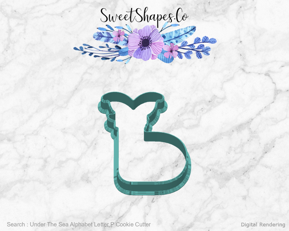 Under The Sea Alphabet Letter P Cookie Cutter — back view