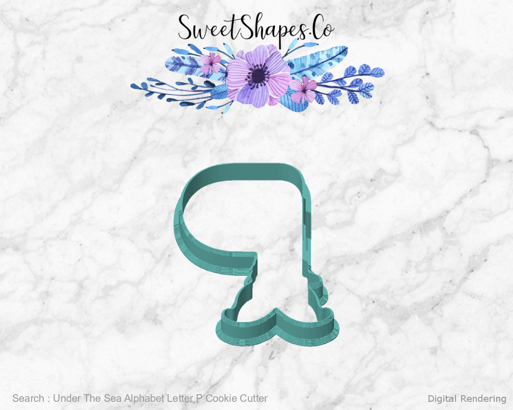 Under The Sea Alphabet Letter P Cookie Cutter — front view