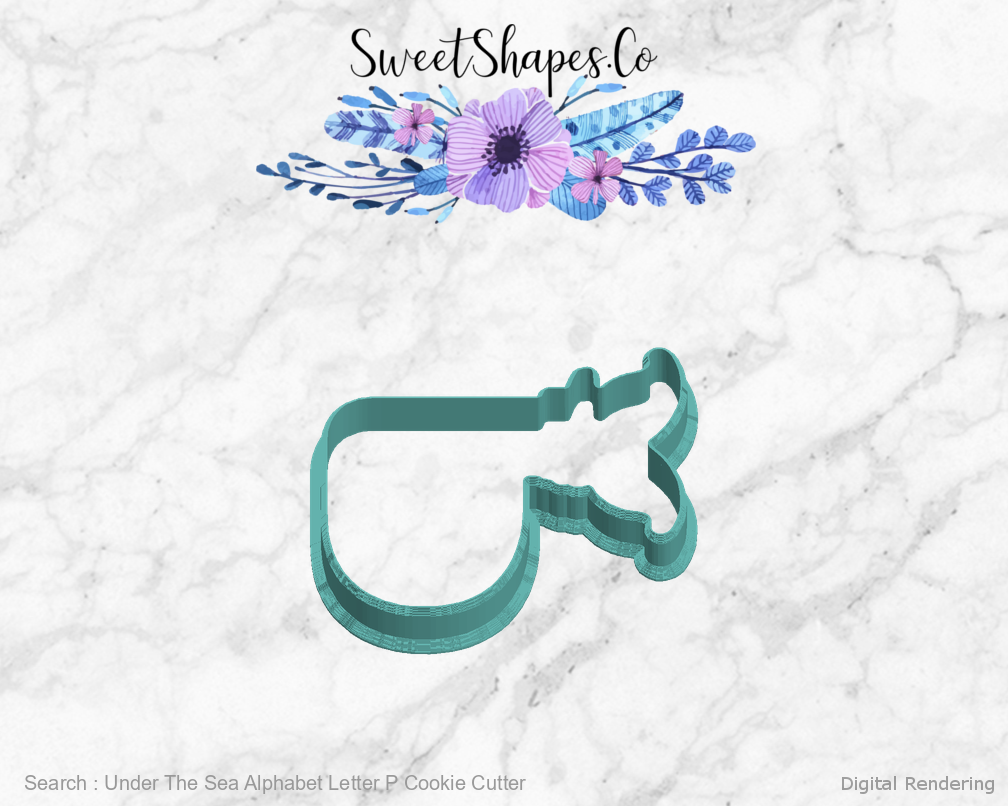 Under The Sea Alphabet Letter P Cookie Cutter — left view