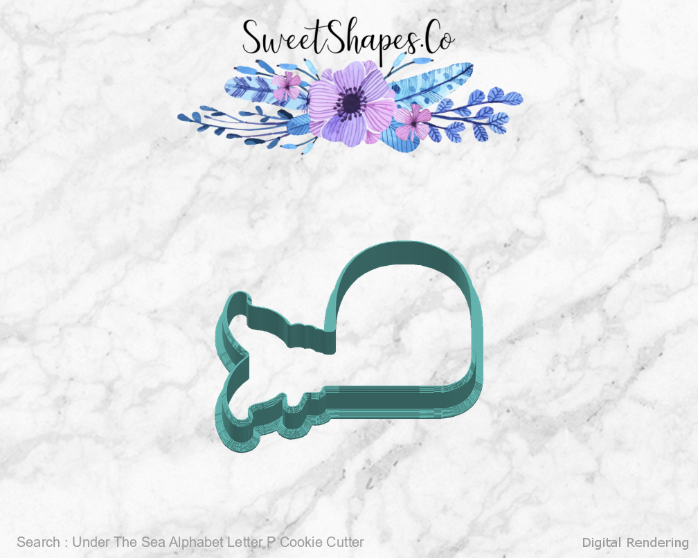 Under The Sea Alphabet Letter P Cookie Cutter — right view