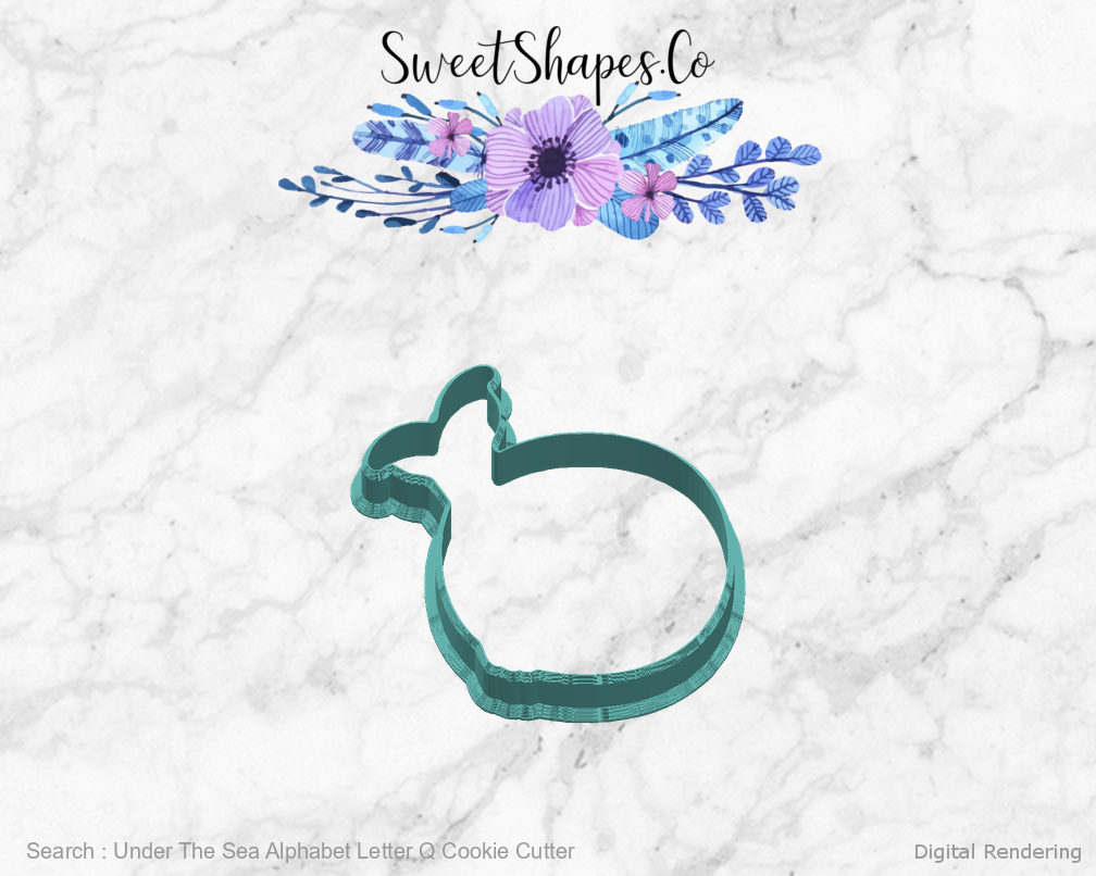 Under The Sea Alphabet Letter Q Cookie Cutter — right view