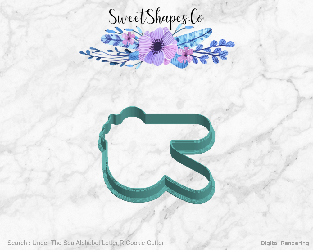 Under The Sea Alphabet Letter R Cookie Cutter — left view