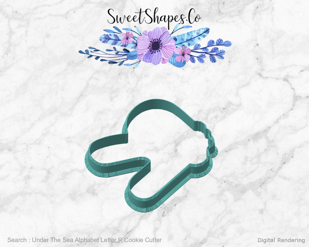 Under The Sea Alphabet Letter R Cookie Cutter — angled front view