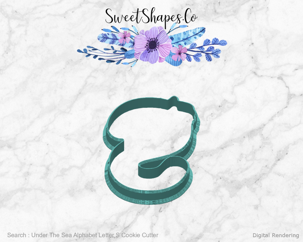 Under The Sea Alphabet Letter S Cookie Cutter — back view