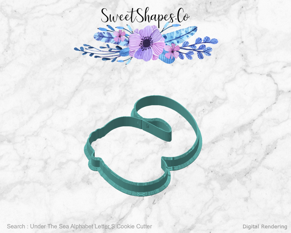 Under The Sea Alphabet Letter S Cookie Cutter — angled front view
