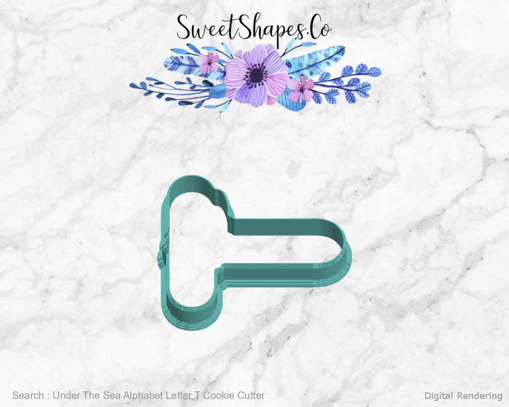 Under The Sea Alphabet Letter T Cookie Cutter — left view