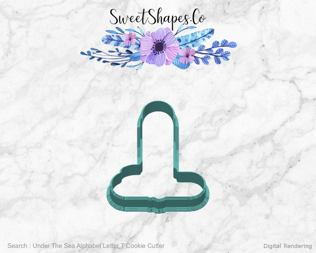Under The Sea Alphabet Letter T Cookie Cutter — back view