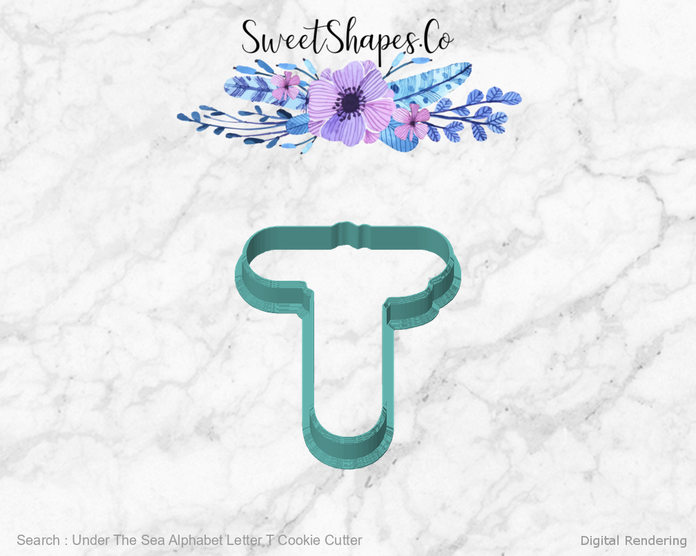 Under The Sea Alphabet Letter T Cookie Cutter — front view