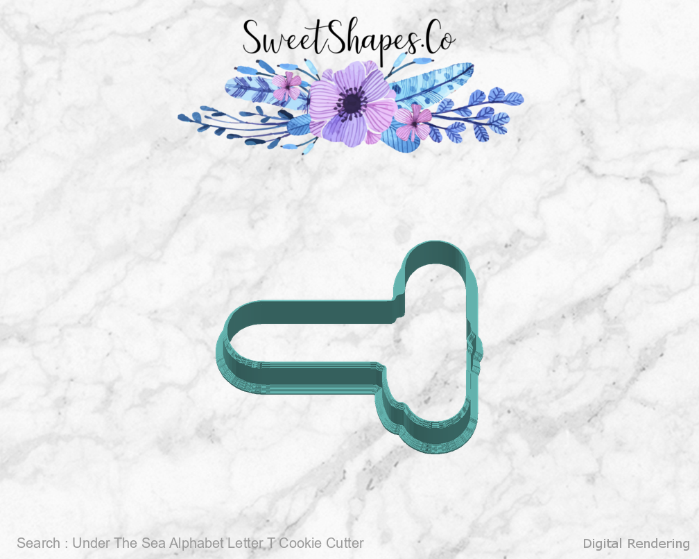 Under The Sea Alphabet Letter T Cookie Cutter — right view