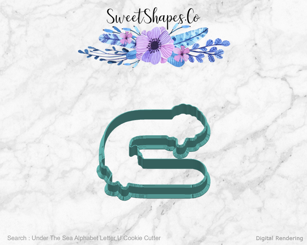 Under The Sea Alphabet Letter U Cookie Cutter — right view