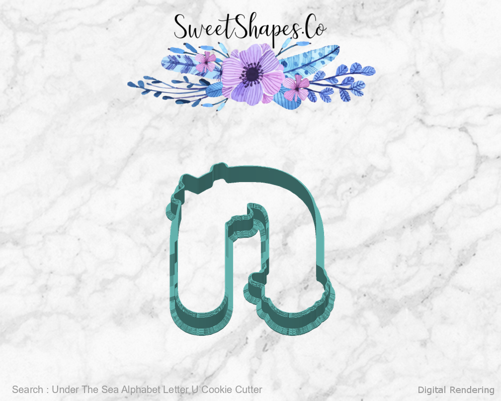Under The Sea Alphabet Letter U Cookie Cutter — back view