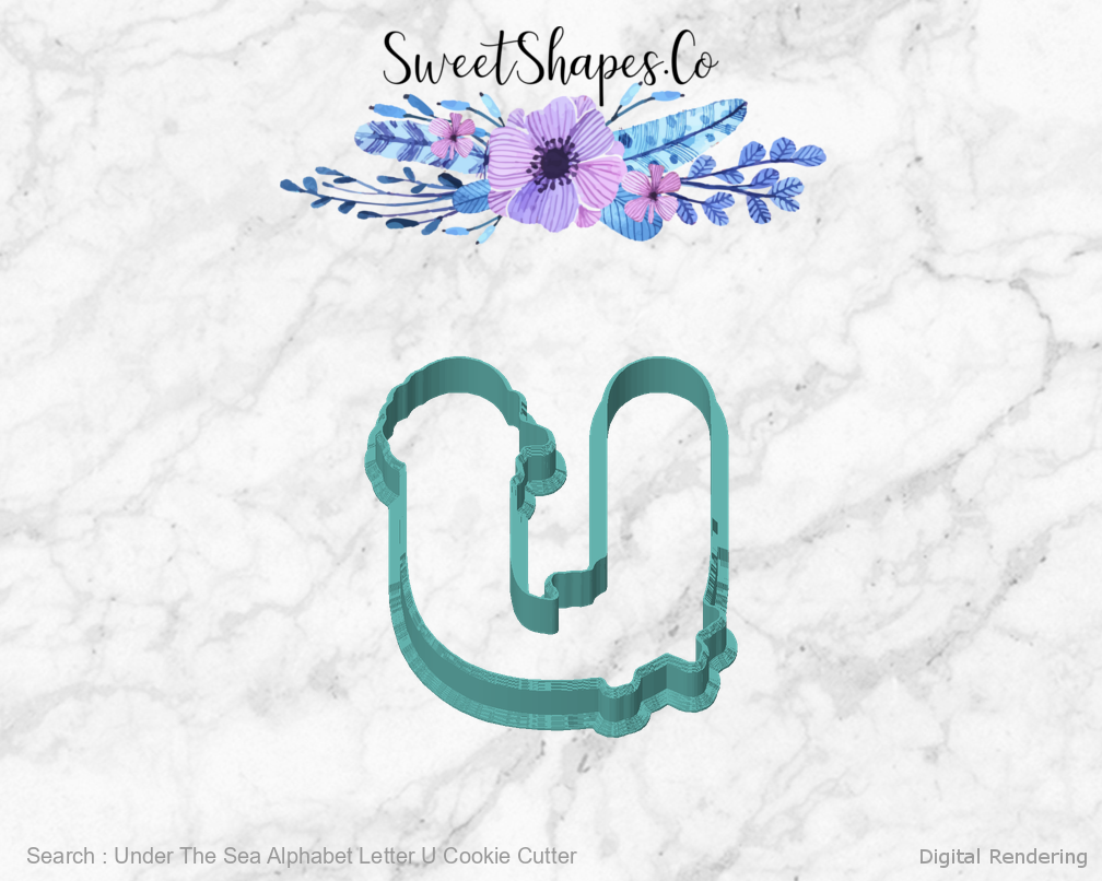 Under The Sea Alphabet Letter U Cookie Cutter — front view