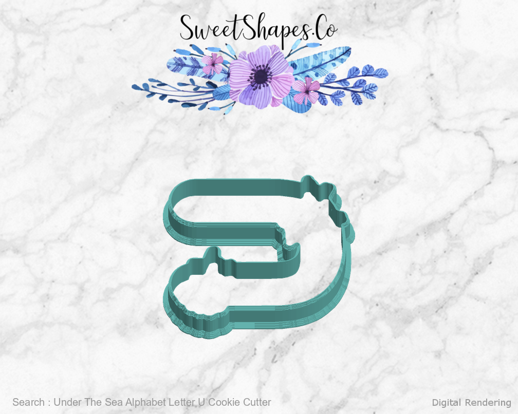 Under The Sea Alphabet Letter U Cookie Cutter — left view