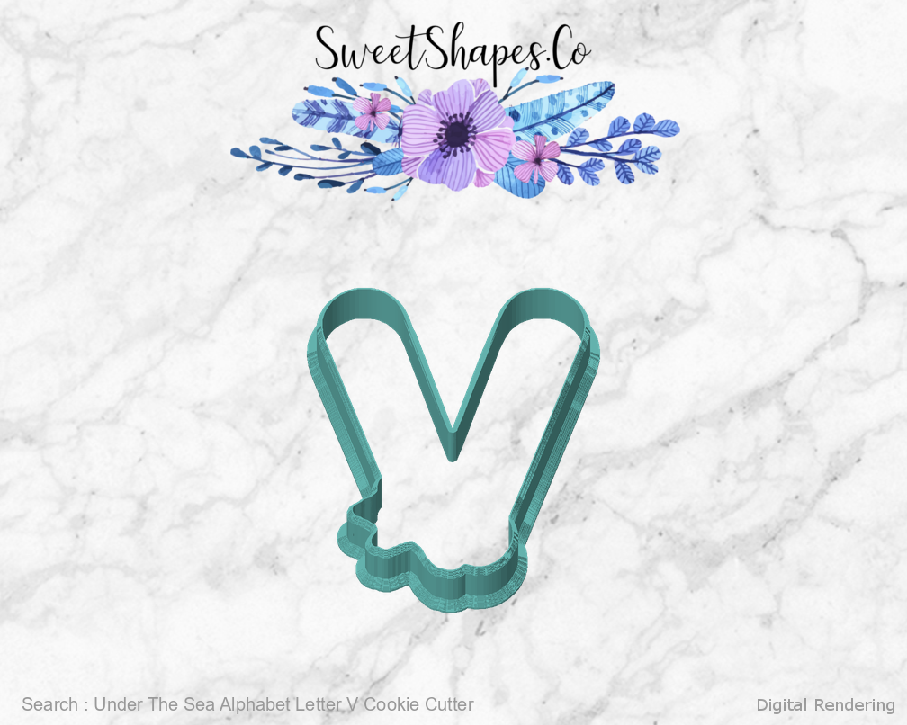 Under The Sea Alphabet Letter V Cookie Cutter — front view