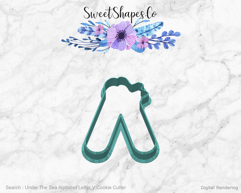 Under The Sea Alphabet Letter V Cookie Cutter — back view