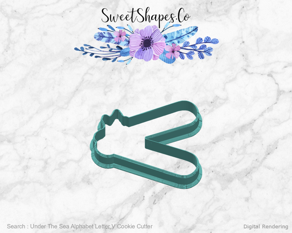Under The Sea Alphabet Letter V Cookie Cutter — right view