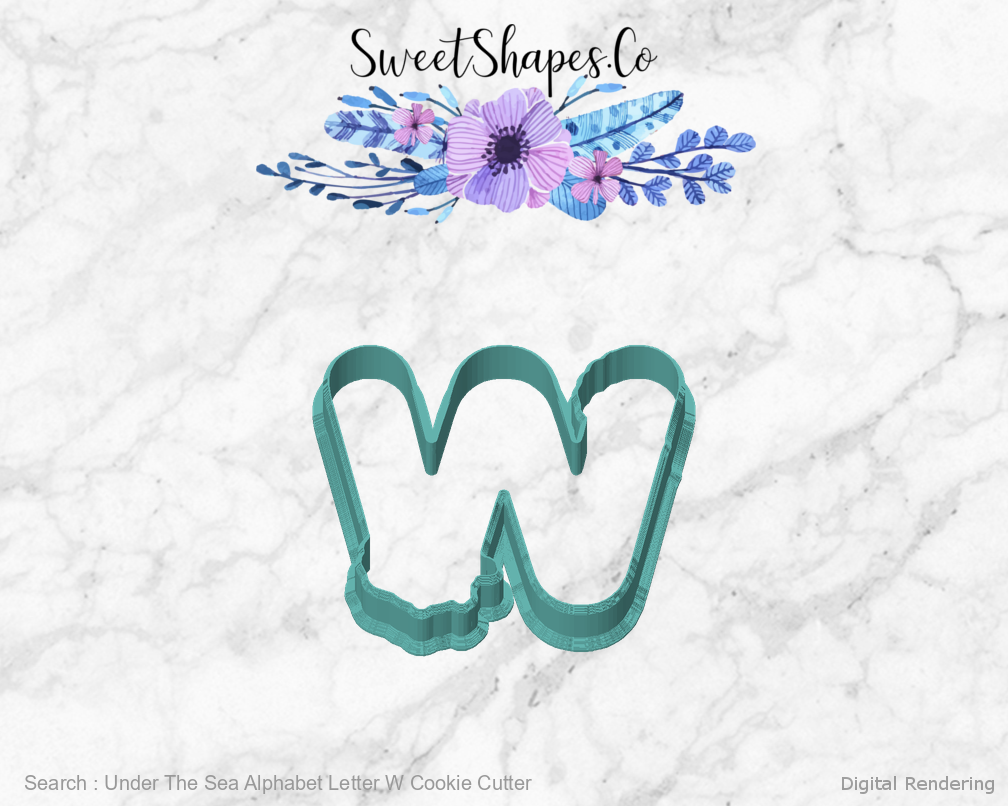Under The Sea Alphabet Letter W Cookie Cutter — front view